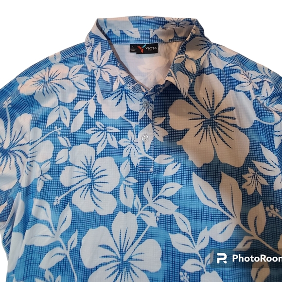 Yatta Golf Men's Size L Large Blue Kahakai Polū Performance Golf Polo Shirt - Picture 2 of 4